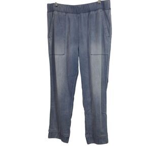 Cloth and Stone Womens Chambray Elastic Waist Pull On Joggers Pants Blue Large